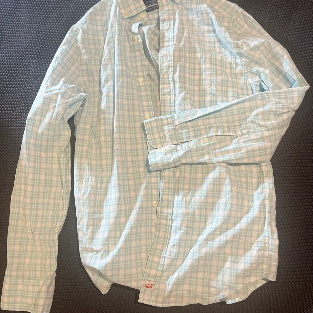 Vineyard Vines Men's Light Blue Plaid Shirt
